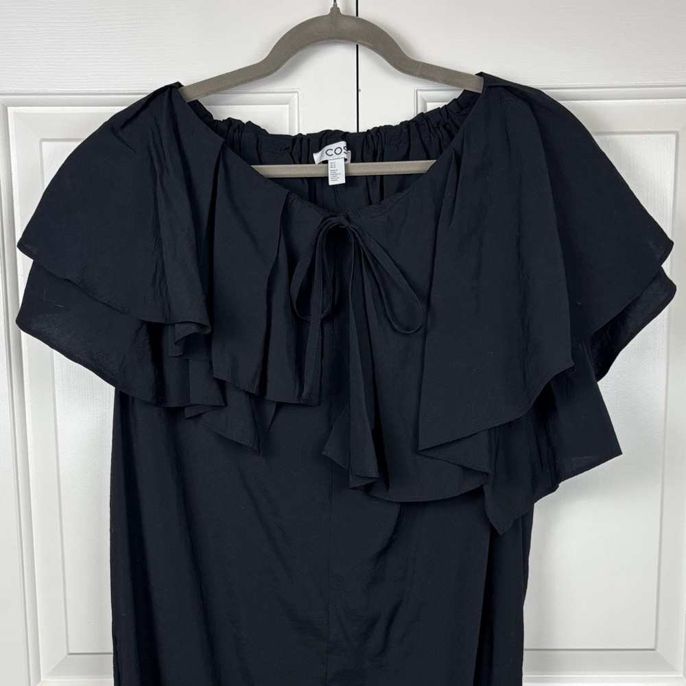 COS Off the Shoulder Black Ruffle Dress - Size 12